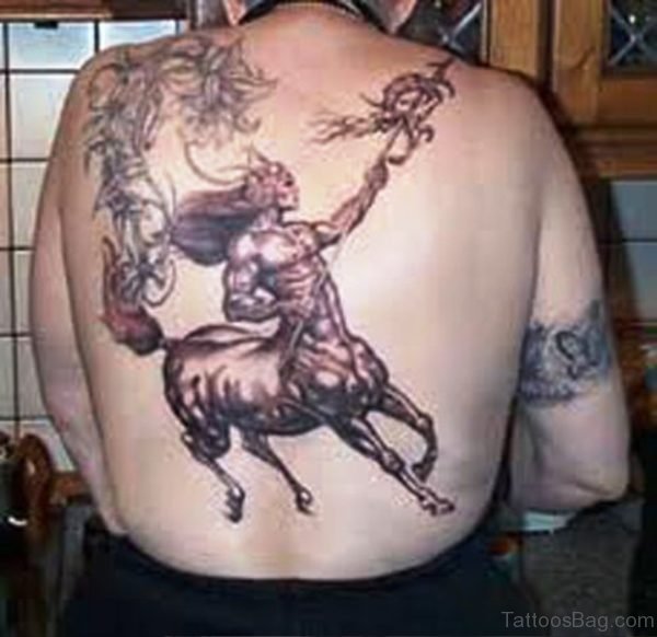 Sagittarius Tattoo Design On Back