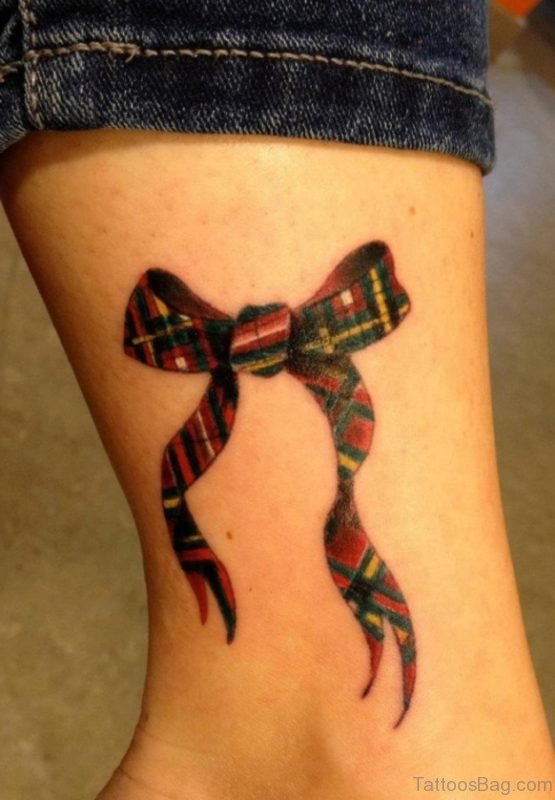 Scottish Bow Tattoo On Ankle 