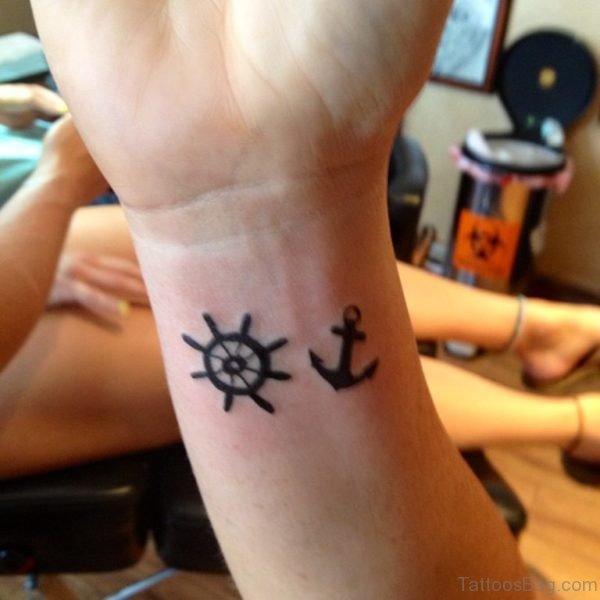 Ship Wheel Tattoo On Wrist 
