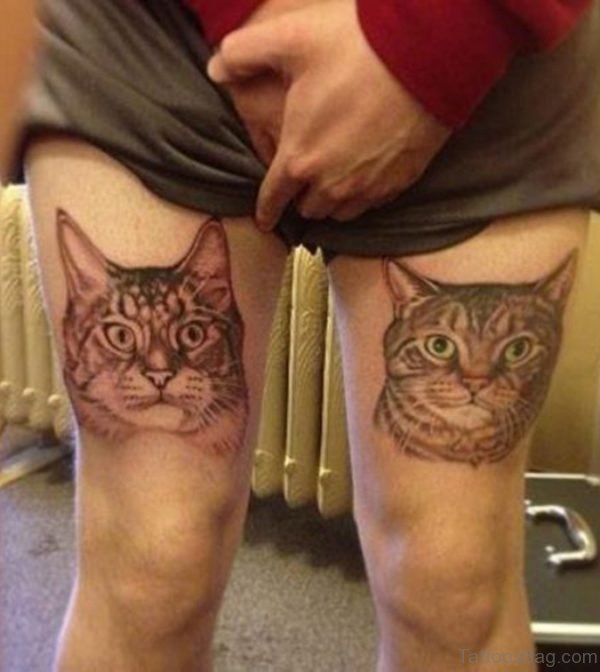 Similar Cat Tattoo On Thigh