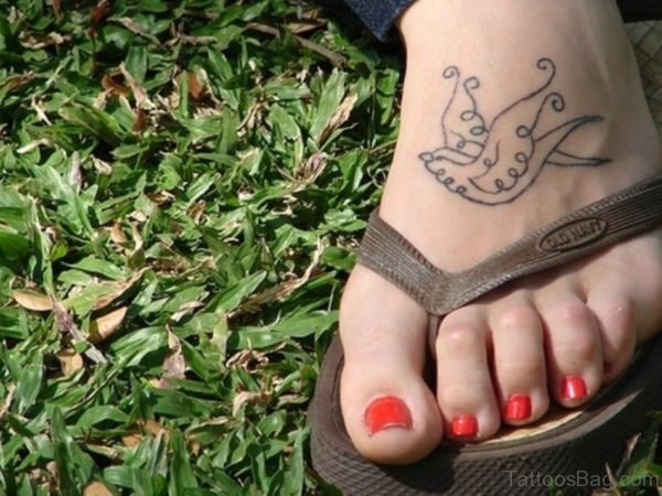 Simple Bird Tattoo On Foot