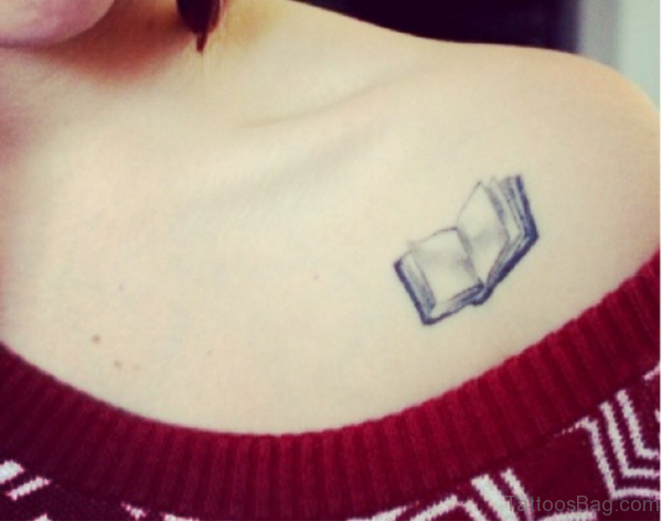 Simple Book Tattoo On Shoulder