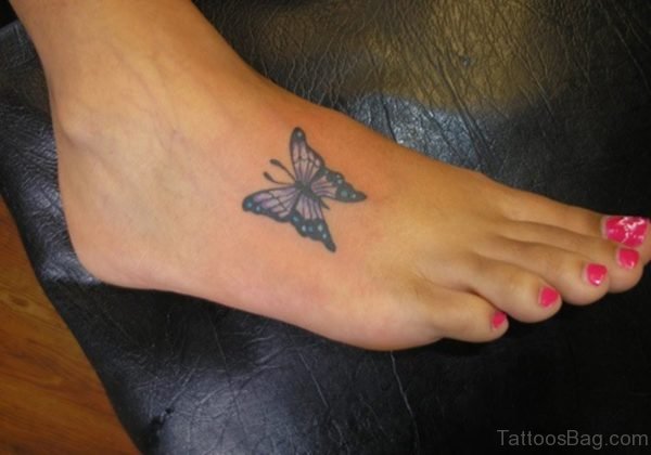 Simple Butterfly Tattoo On Foot