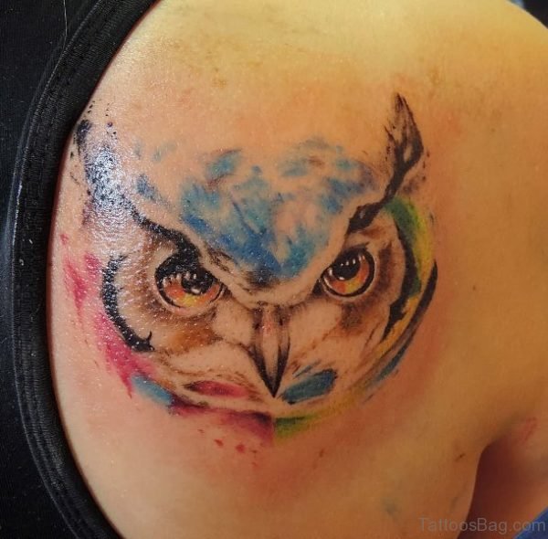 Simple Owl Tattoo On Shoulder