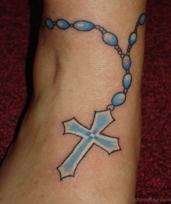 Skul Blue Rosary Tattoo