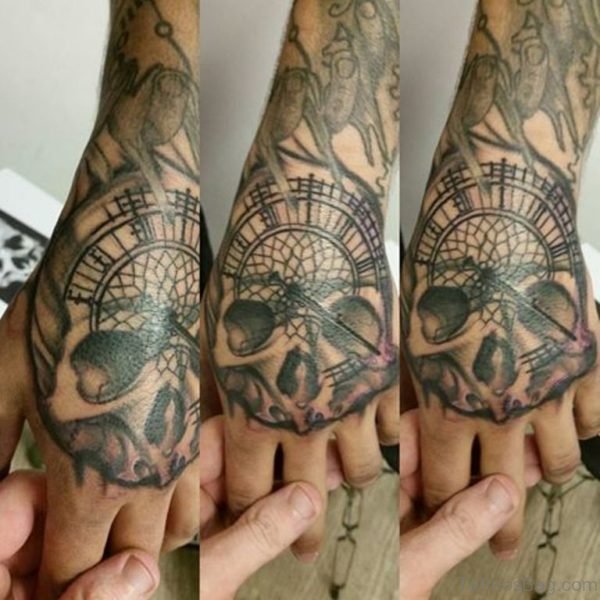 Skull And Clock Tattoo 