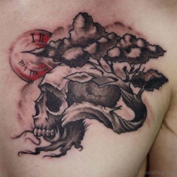 Skull And Tree Tattoo