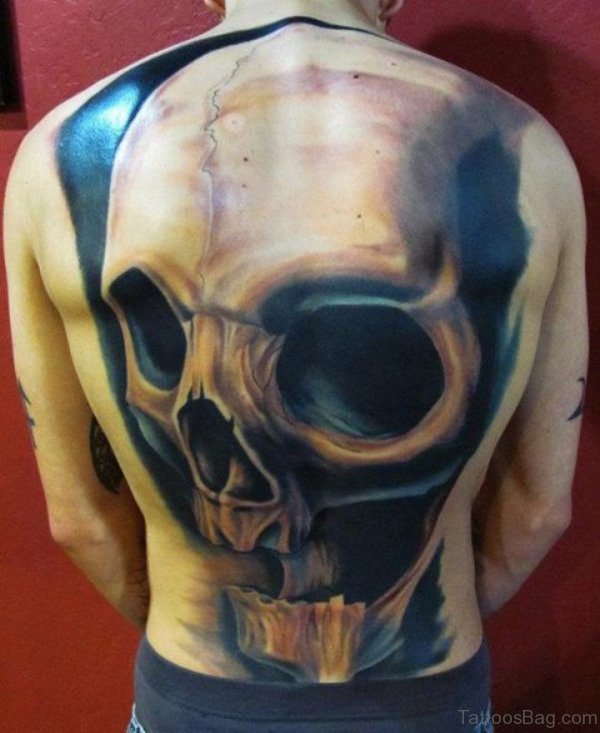 Skull Tattoo Design On Full Back 