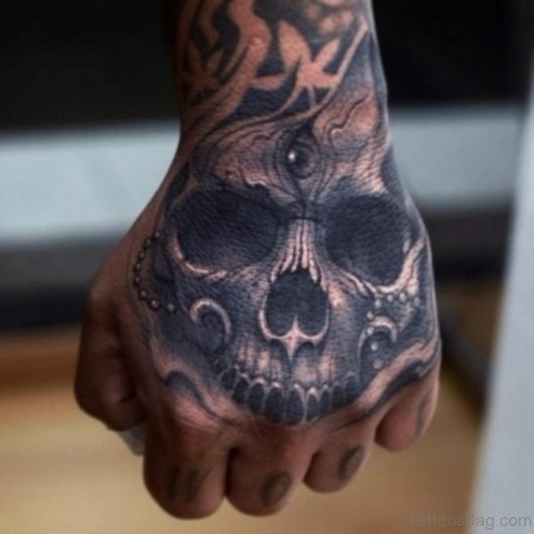 Skull Tattoo Design On Hand 