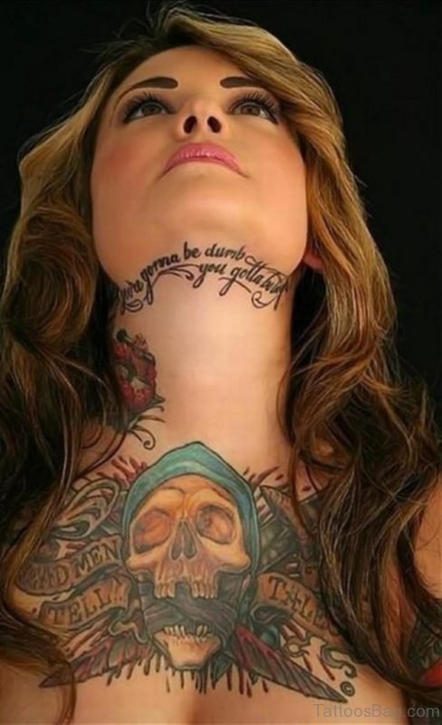 Elegant Skull Tattoo On Chest 