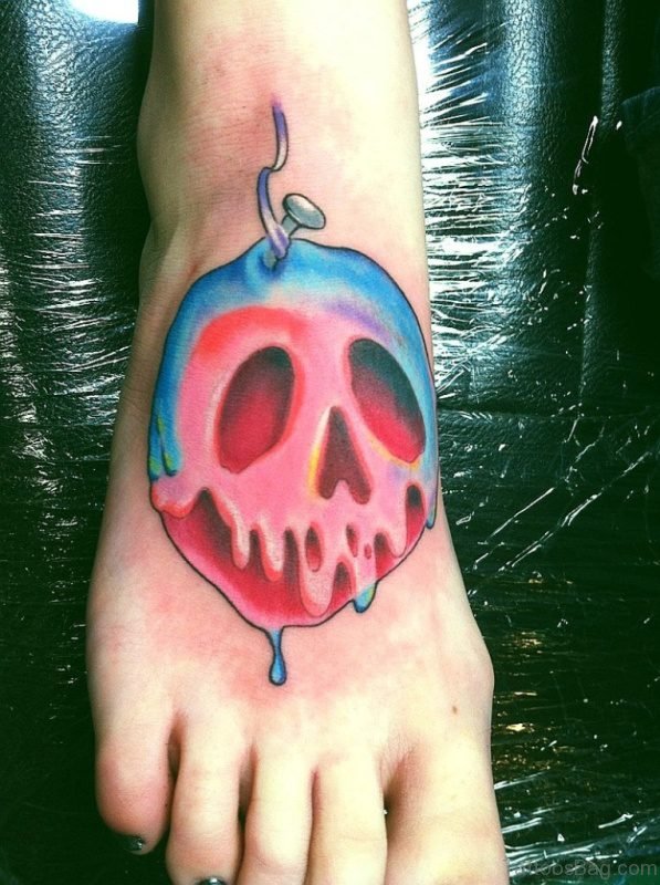 Skull Tattoo On Foot 
