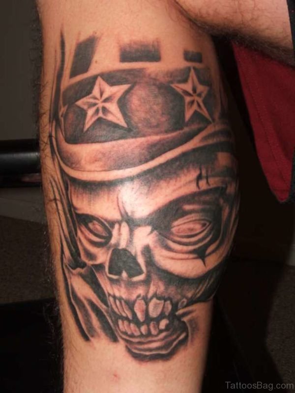 Skull Tattoo On Leg