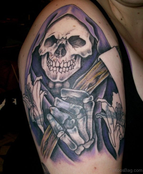 Skull Tattoo On Shoulder 