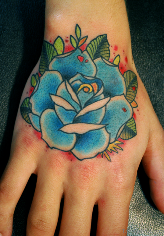 Sky Blue Hand Tattoo
