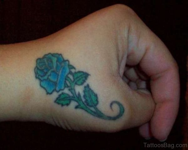 Small Blue Rose Tattoo