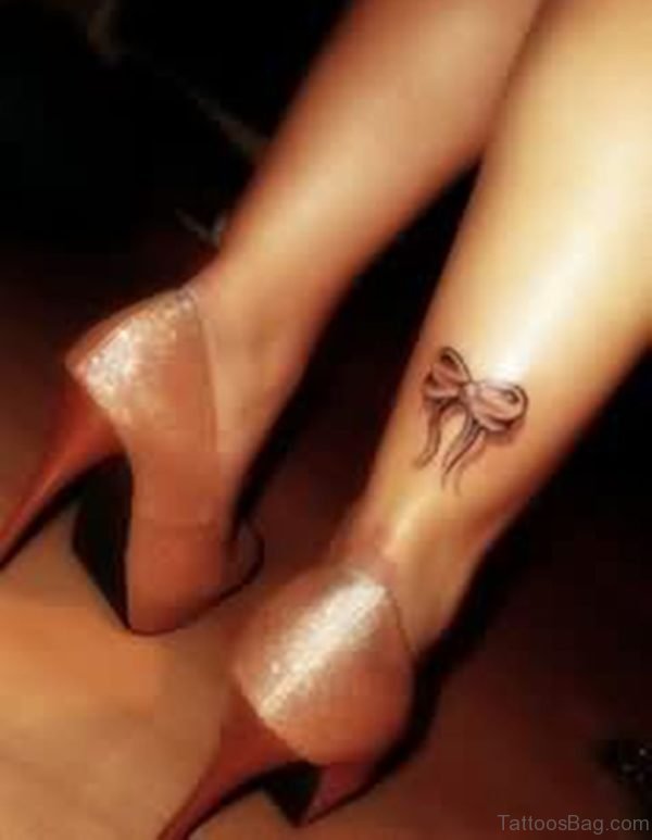 Small Bow Tattoo On Ankle