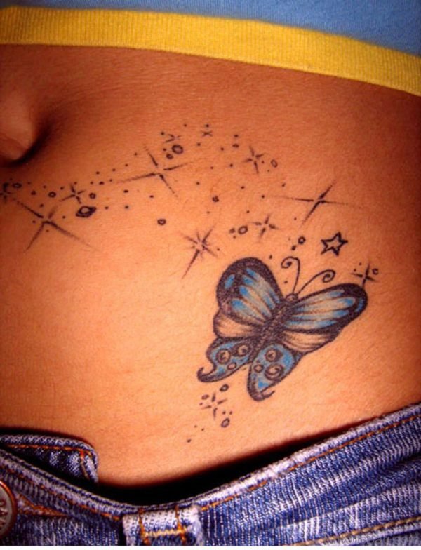 Small Butterfly Tattoo On Waist For Girls