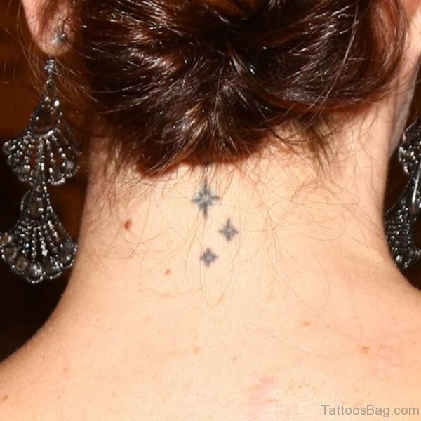 Small Cute Stars Tattoo On neck 