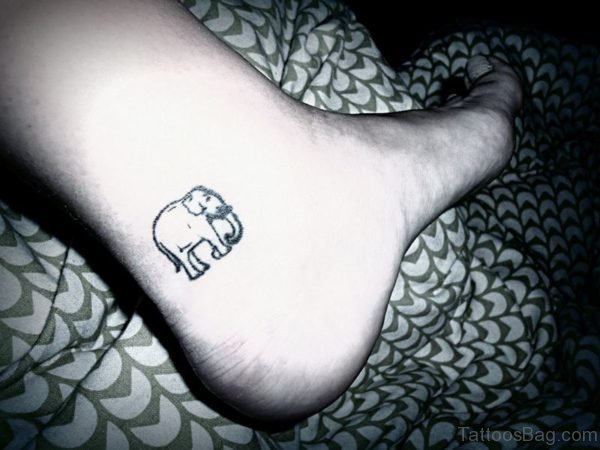 Small Designer Elephant Tattoo On Ankle