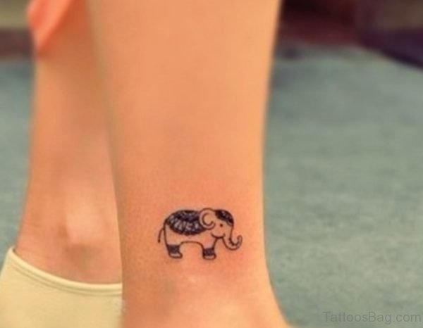 Small Elephant Tattoo On Leg