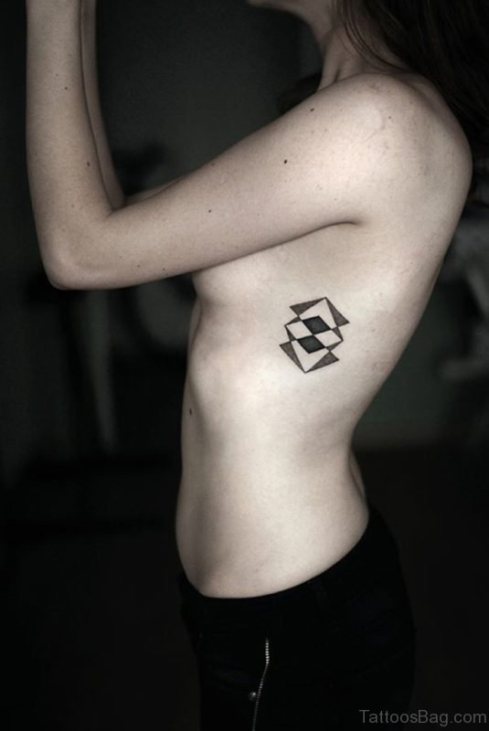 Small Geometric Tattoo On Rib 