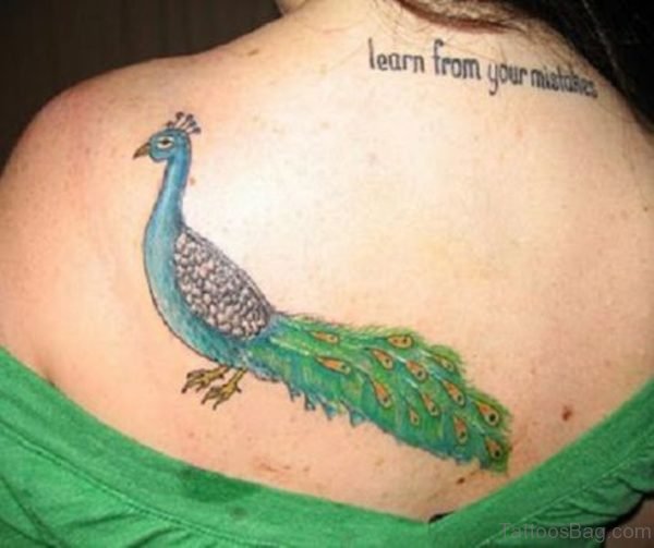 Small Peacock Tattoo On Back