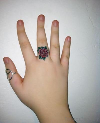 Small Rose Tattoo On Finger 