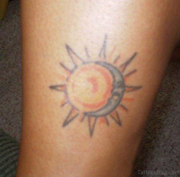 Small Sun Tattoo On Ankle
