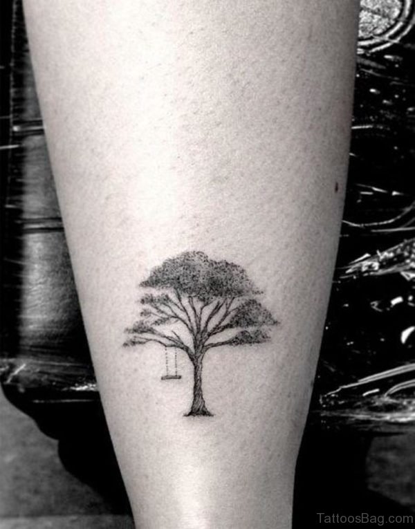 Small Tree Tattoo On Leg