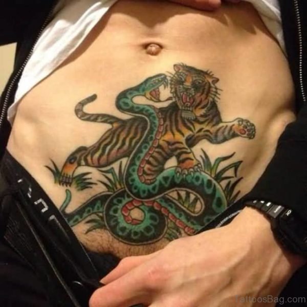 Snake And Tiger Tattoo