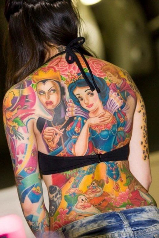 Snow White Tattoo On Back 
