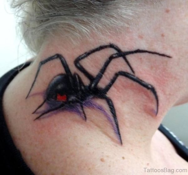 Spider Tattoo On Neck 