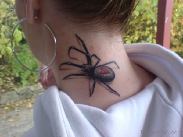 Spider Tattoo On Neck