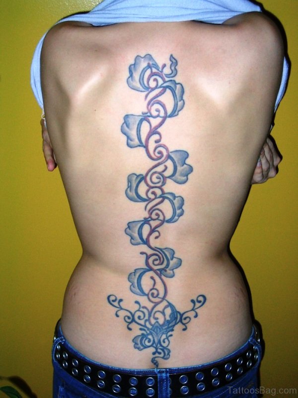 Spiral Vine Tattoo On Back