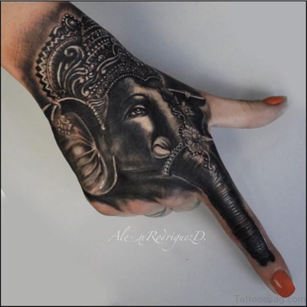 Spiritual Elephant Tattoo On Hand 1