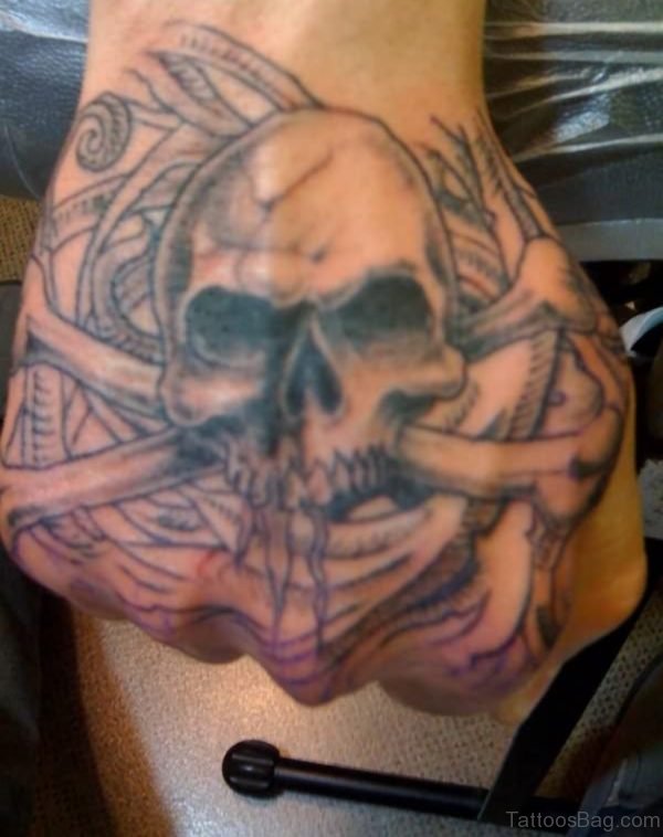 Star And Skull Tattoos On Hand