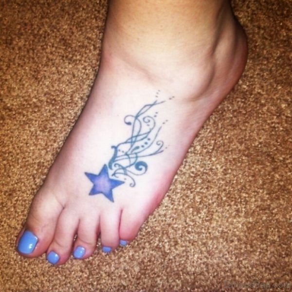 Star Tattoo On Foot 