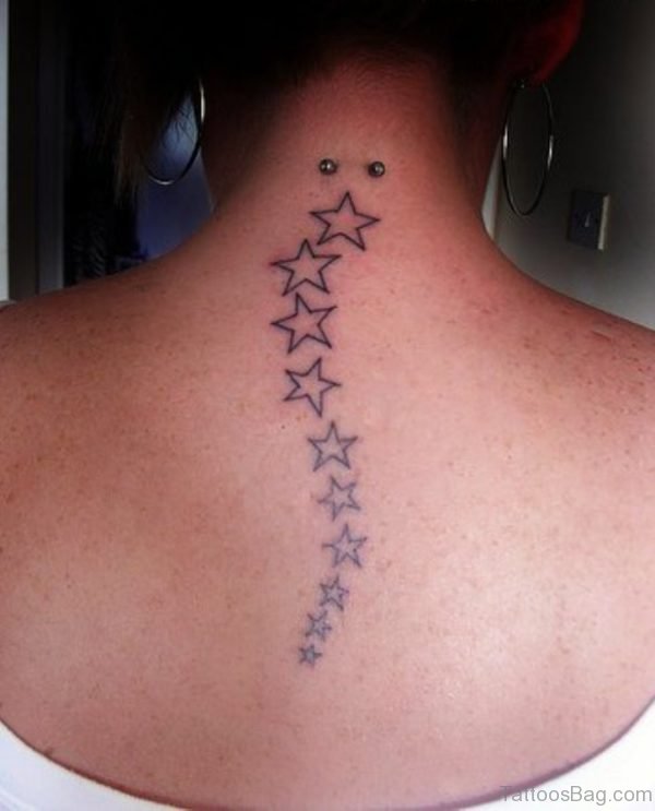 Stars Tattoo On Neck Back 