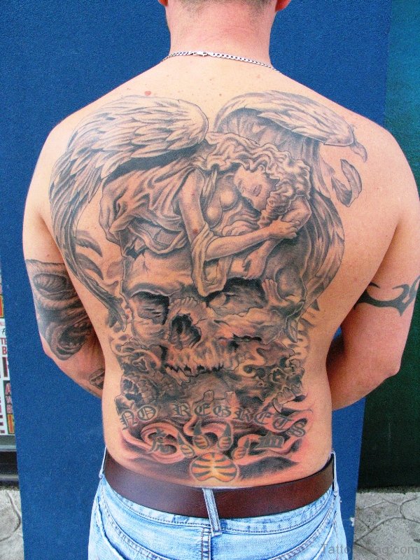 Stunning Archangel Tattoo On Back