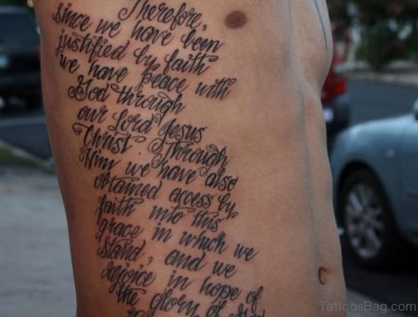 Stunning Bible Verses Tattoo On Rib 