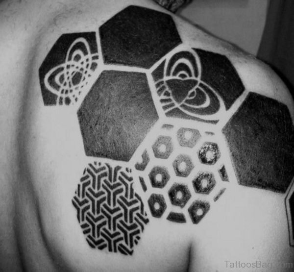 Stunning Geometric Shoulder Tattoo Design 