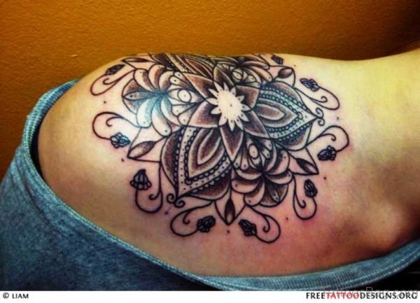Stunning Lotus Tattoo On Shoulder
