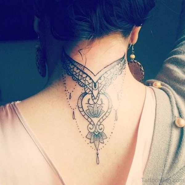 Stunning Mandala Tattoo On Back Neck