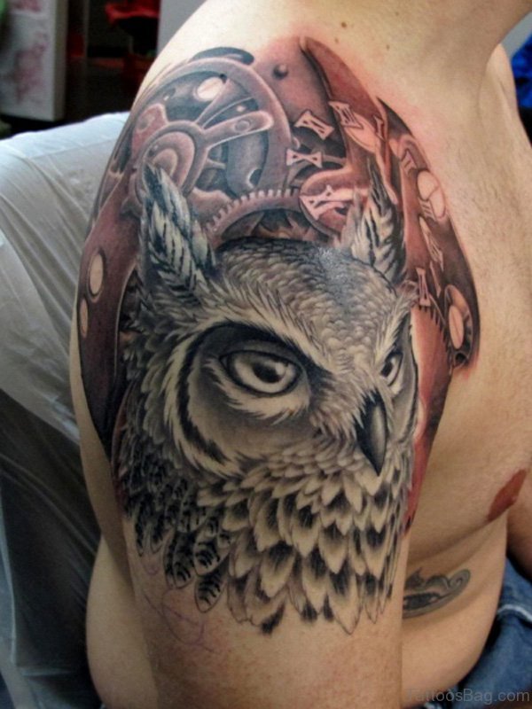 Stunning Owl Shoulder Tattoo