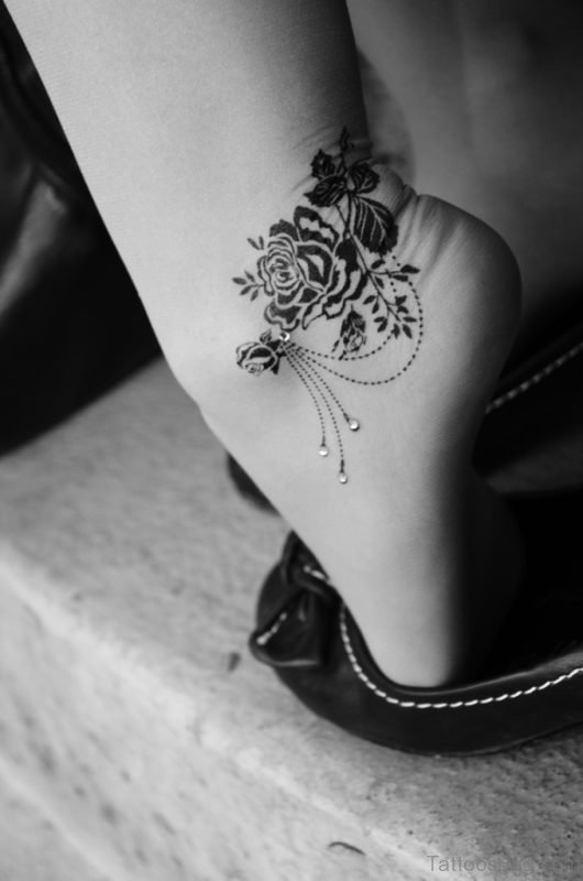 Stunning Rose Ankle Tattoo