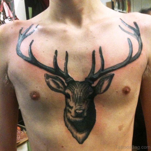 Stupendous Buck Tattoo On Chest