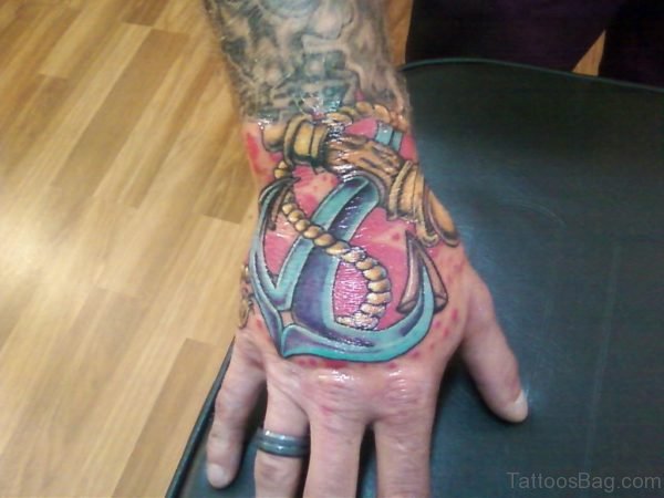 Stylish Anchor Tattoo On Hand