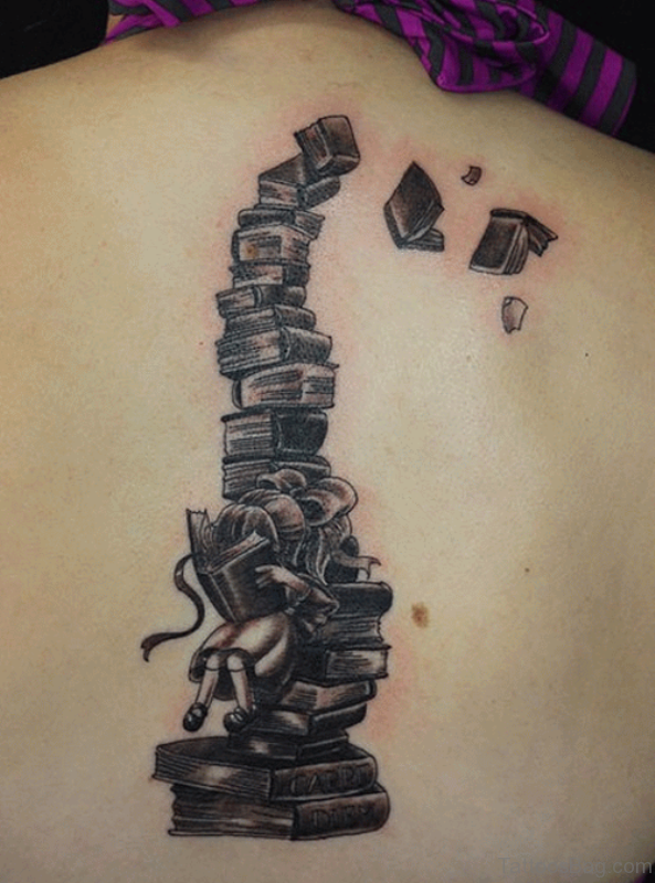 Stylish Book Tattoo On Back
