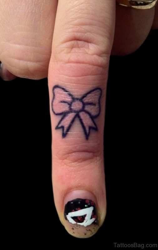 Stylish Bow Tattoo On Finger