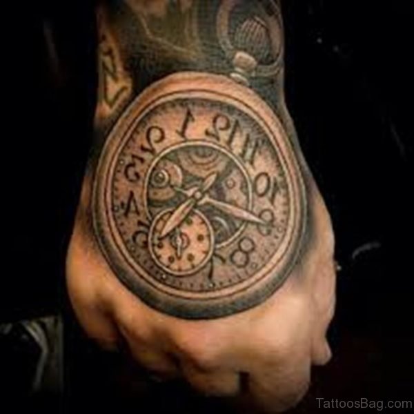 Stylish Clock Tattoo On hand